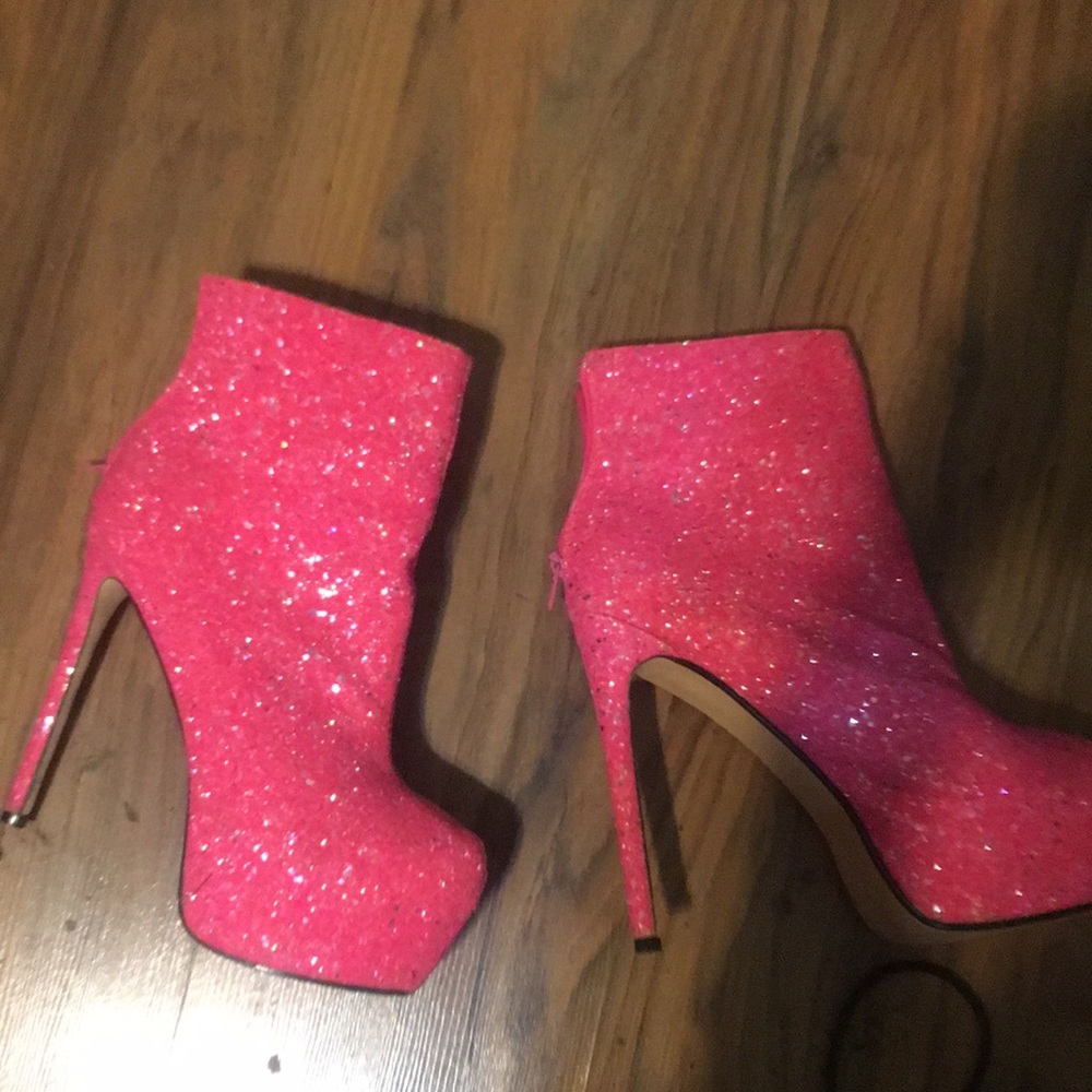 Pink sparkly booties fashion nova